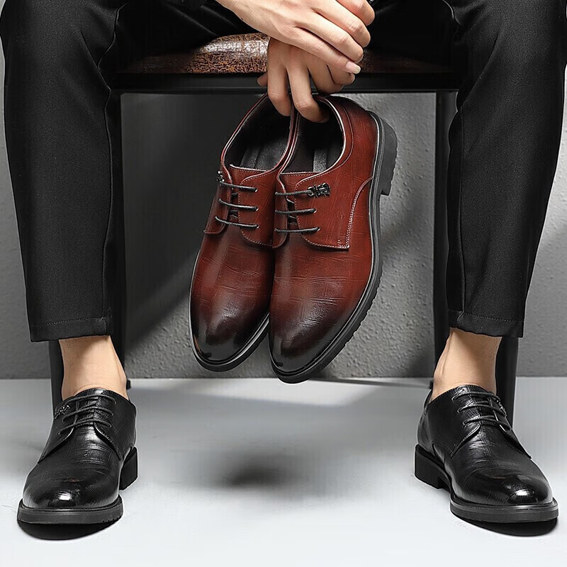 CARTELO Men's Leather Shoes Breathable Cowhide Formal Shoes All-match Low-top La...