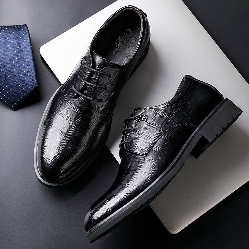 CARTELO Men's Leather Shoes Breathable Cowhide Formal Shoes All-match Low-top La...