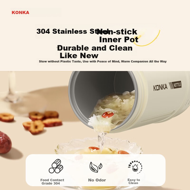 KONKA Electric Heating Water Cup Titanium Insulated Water Heating Cup Portable E...