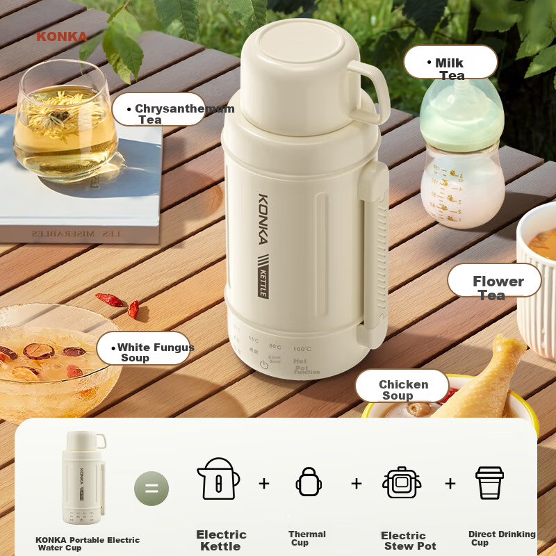 KONKA Electric Heating Water Cup Titanium Insulated Water Heating Cup Portable E...