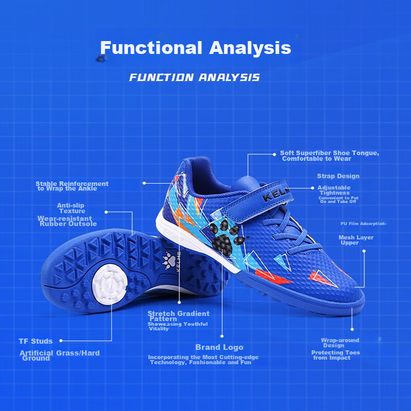 KELME Youth TF Turf Soccer Cleats, Breathable Competition Shoes, Non-Slip And We...