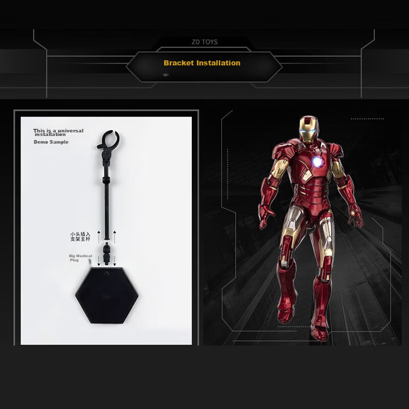 Zhongdong Toy, Marvel Iron Man Action Figure, 10th Anniversary Light-Up Version,...