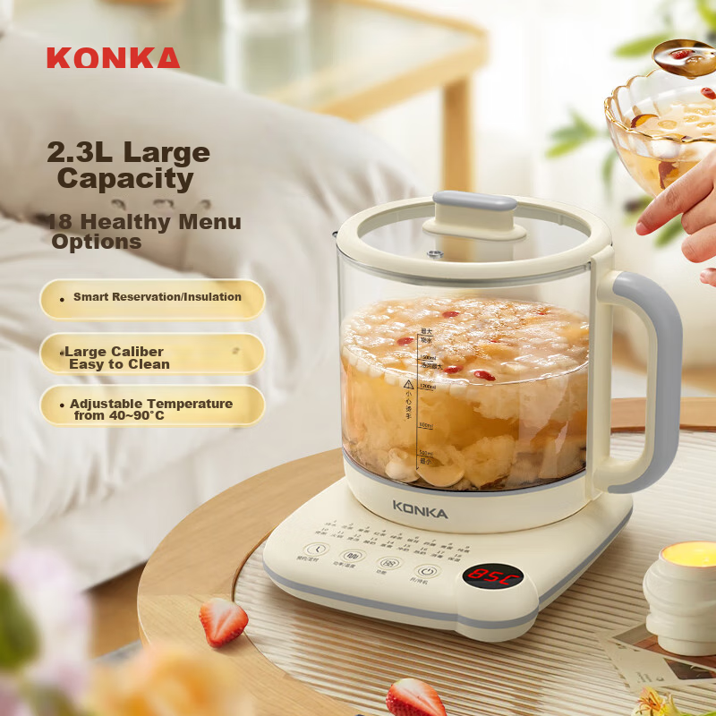 KONKA Health Pot, Tea Maker, Large Capacity Glass Insulated Water Boiler, Electr...
