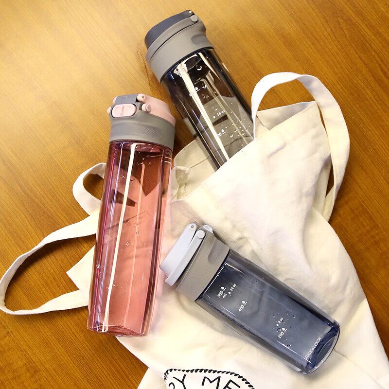 LOCK&LOCK Plastic Water Bottle, One-Button Sports Water Bottle, Plastic Tea Cup,...