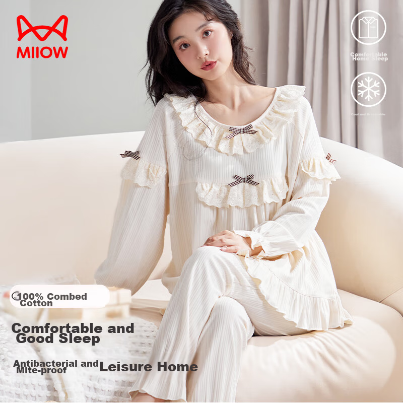 Maoren Women's Pajamas [100% Pure Cotton, Anti-Mite, Antibacterial] Butterfly La...