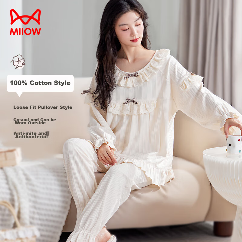 Maoren Women's Pajamas [100% Pure Cotton, Anti-Mite, Antibacterial] Butterfly La...