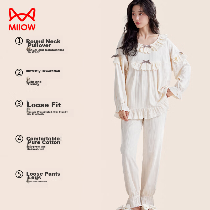 Maoren Women's Pajamas [100% Pure Cotton, Anti-Mite, Antibacterial] Butterfly La...