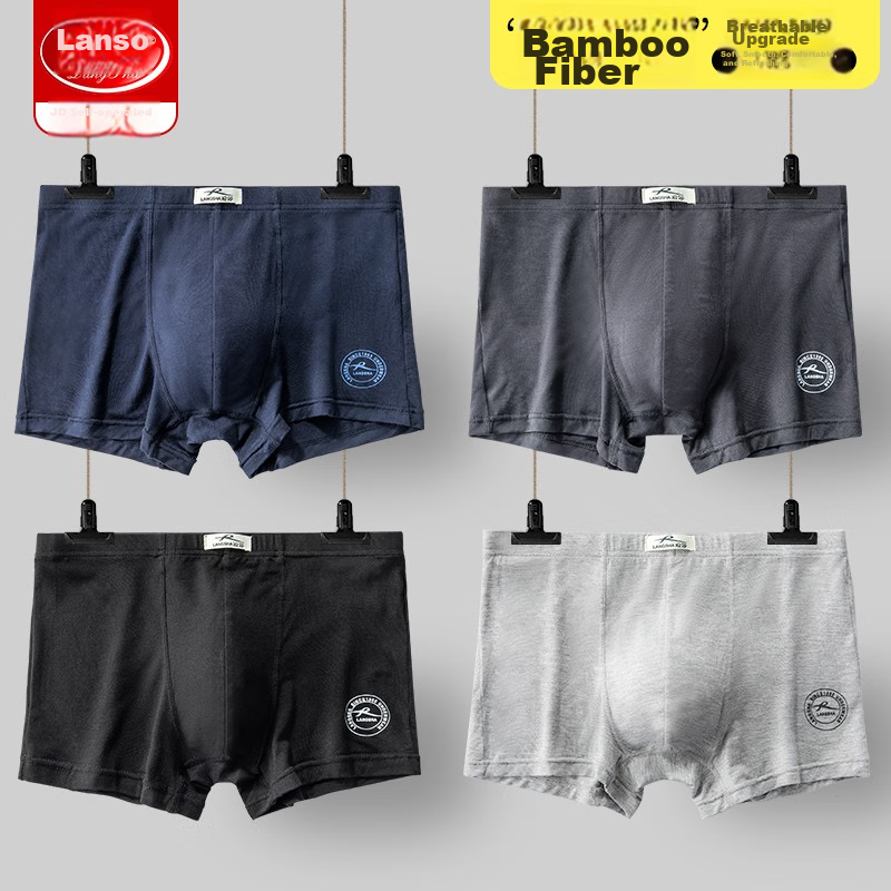 Langsha Men's Underwear, Boxer Briefs, 3A Grade Antibacterial Bamboo Fiber, Thin...