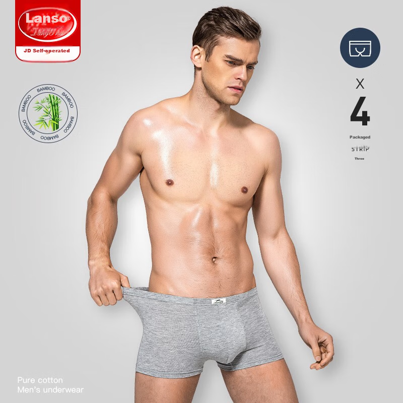 Langsha Men's Underwear, Boxer Briefs, 3A Grade Antibacterial Bamboo Fiber, Thin...