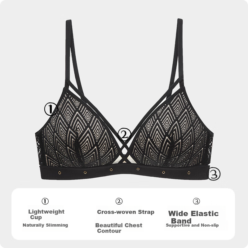 Langerie Women's Ultra-Thin Wire-Free Comfortable Bra Sexy French Triangle Cup S...