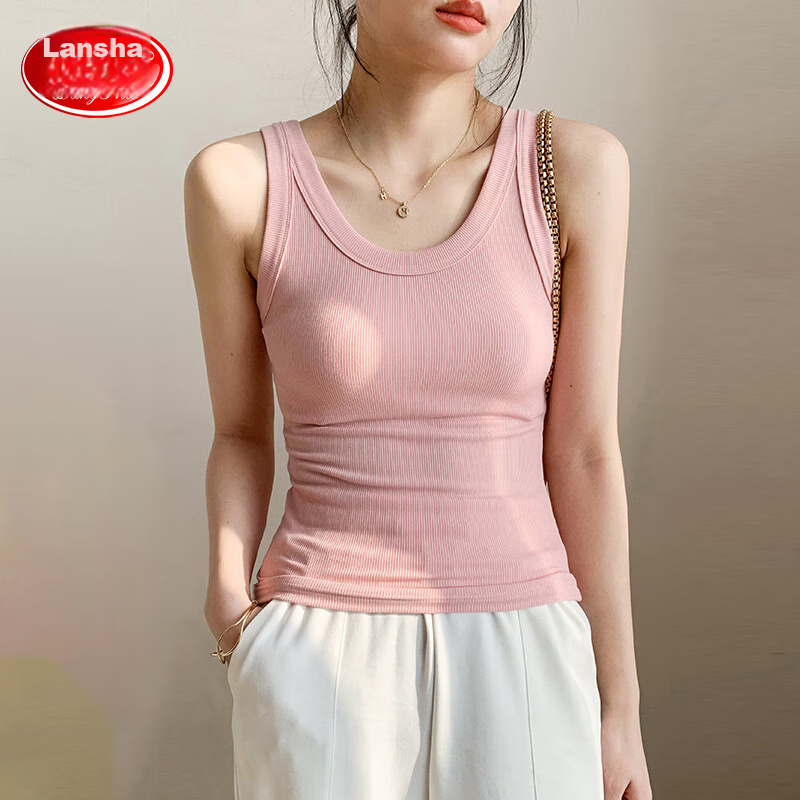 Langsha Camisole Tank Top for Women with Built-In Bra Pads, Wearable As Outerwea...