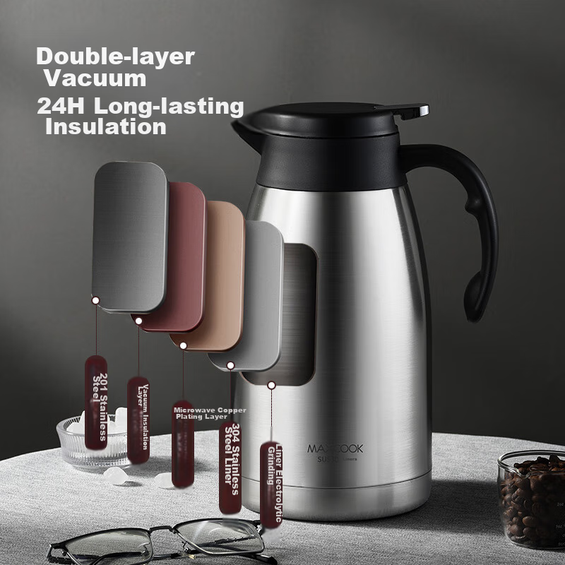 Maxcook Insulated Thermos, Household Hot Water Kettle, 304 Stainless Steel Vacuu...