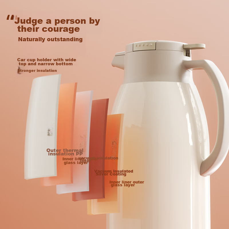 GiNT Insulated Bottle with Glass Inner Liner, Large Capacity Portable Thermos fo...