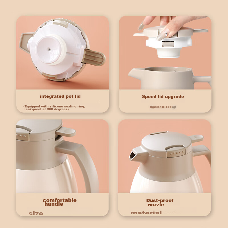 GiNT Insulated Bottle with Glass Inner Liner, Large Capacity Portable Thermos fo...