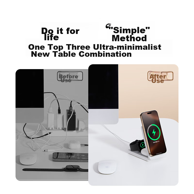 Lulian Qi2+ MFi Certified, Compatible with Apple Three-In Wireless Charger, MagS...