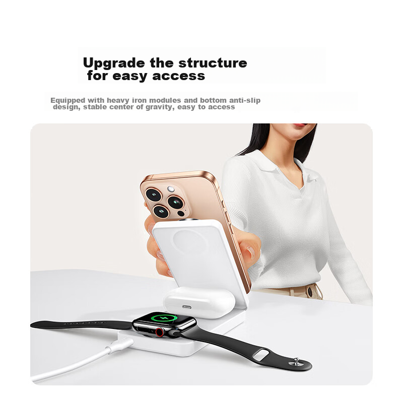 Lulian Qi2+ MFi Certified, Compatible with Apple Three-In Wireless Charger, MagS...