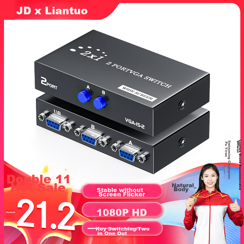 Liantuo VGA Switcher, Two-In HD Video Distributor, 2-In Sharing Display Splitter...