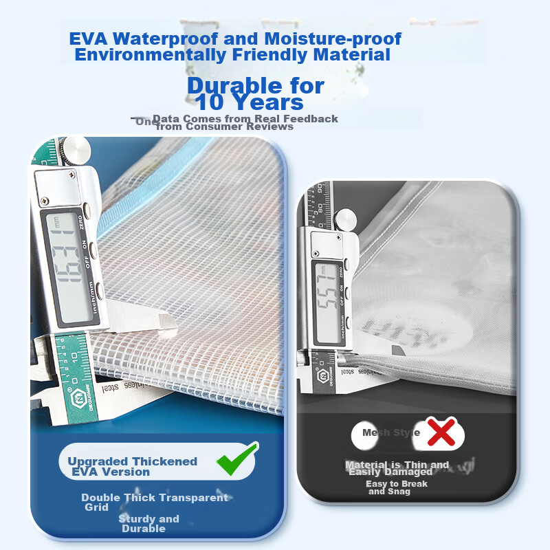 Maotaizi Thickened Waterproof A4 File Folder, Transparent Grid Subject Classific...