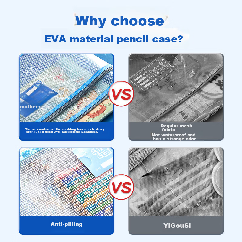 Maotaizi Thickened Waterproof A4 File Folder, Transparent Grid Subject Classific...