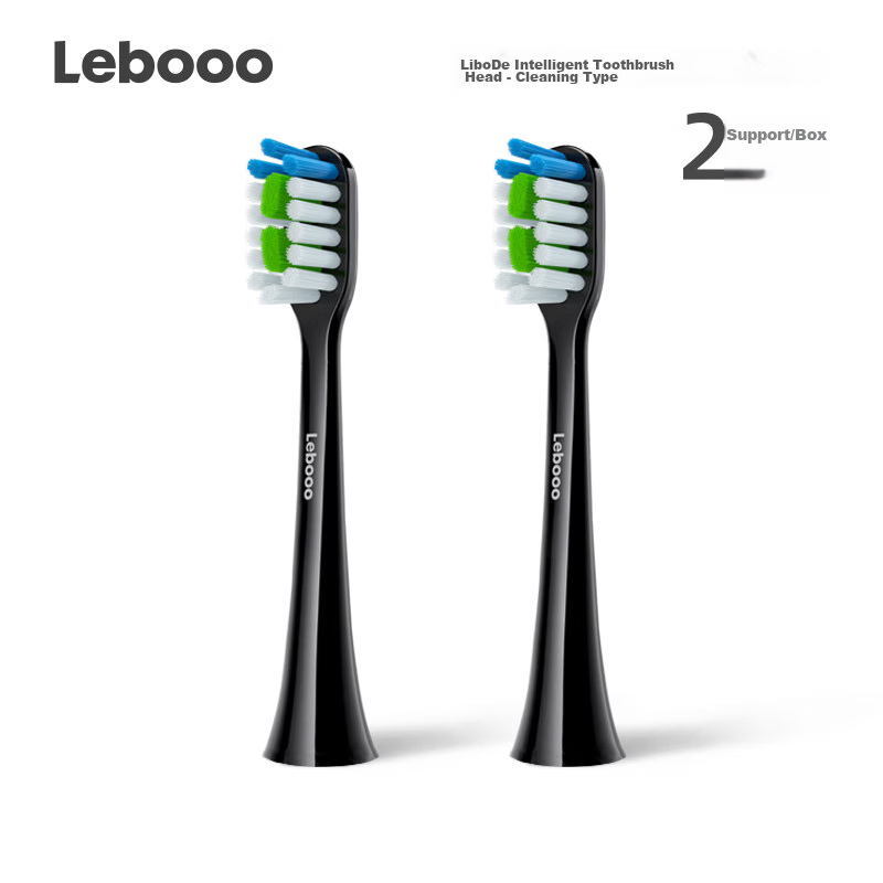 Lebooo Smart Electric Toothbrush Heads, Cleaning Type, Black, 2-Pack