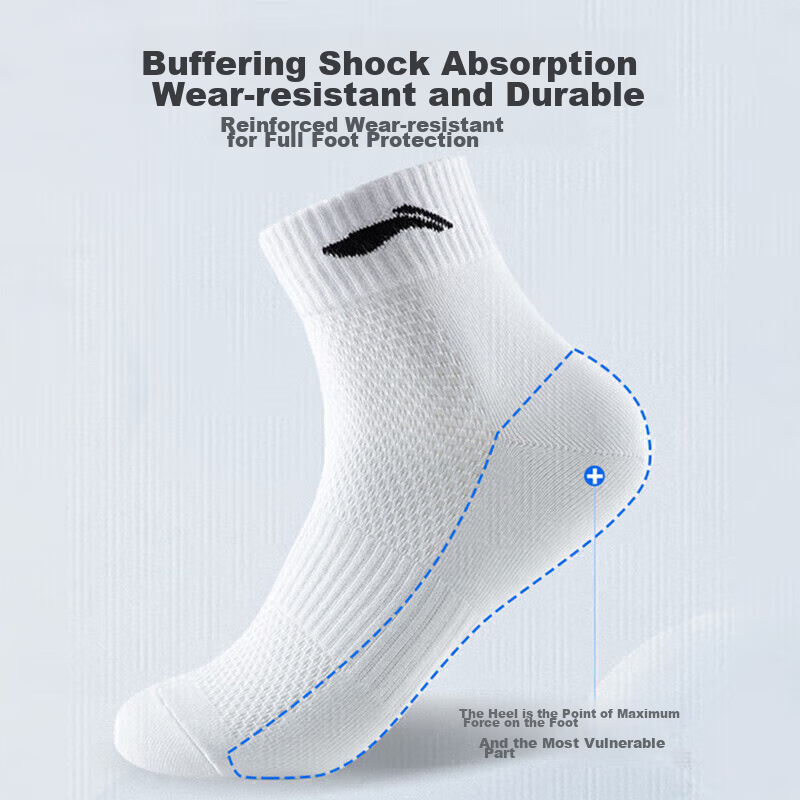 LI-NING Sports Socks (3 Pairs), Short Socks for Running And Badminton, Unisex, O...