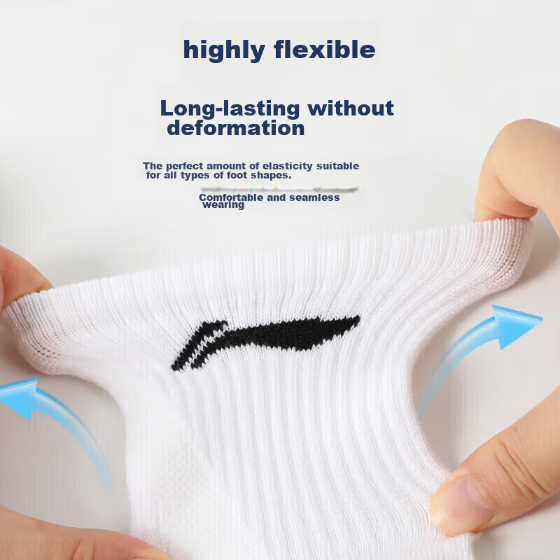 LI-NING Sports Socks (3 Pairs), Short Socks for Running And Badminton, Unisex, O...