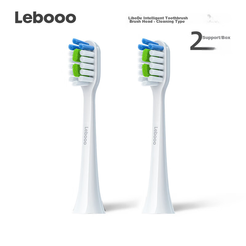 Lebooo Smart Electric Toothbrush Heads, Cleaning Type, White, 2-Pack