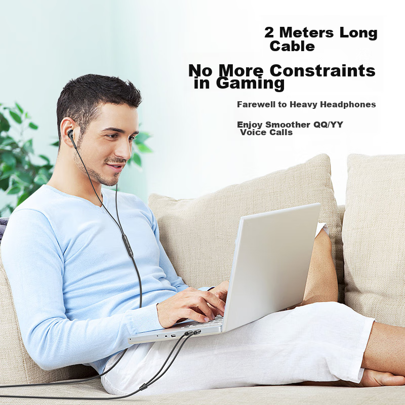 Lansidun Computer Headset Wired Dual Plug Dual Jack with Microphone, Laptop Desk...