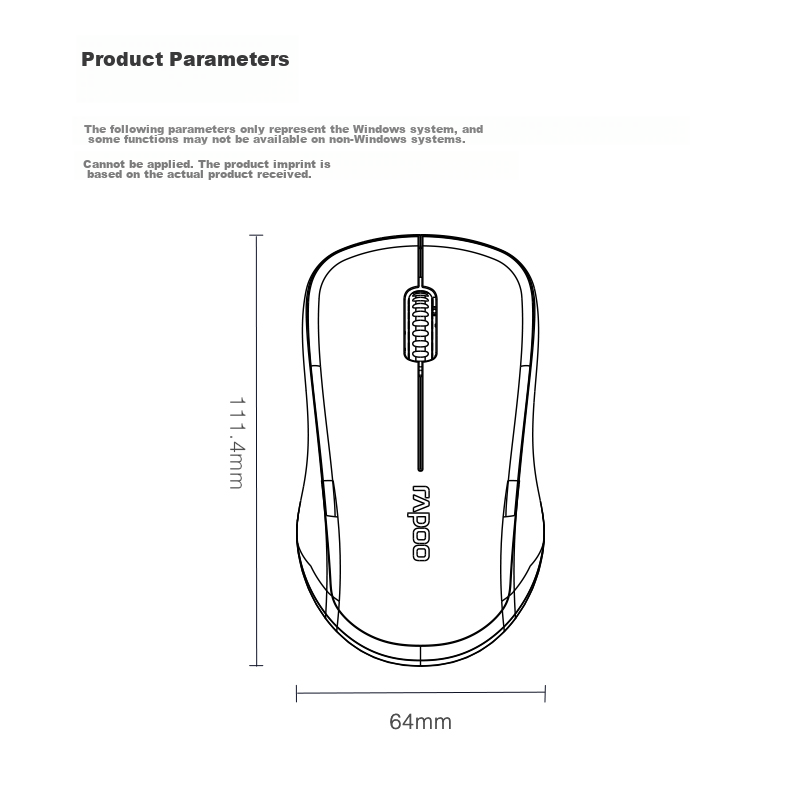 Rapoo 1680 Wireless Mouse, Office Mouse, Quiet Mouse, Portable Mouse, Symmetrica...