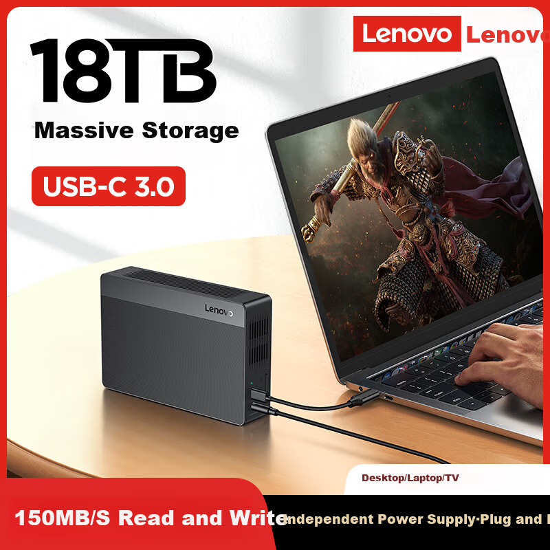 Lenovo 3.5-Inch Desktop External Hard Drive, 8TB F708, Large Capacity Desktop St...