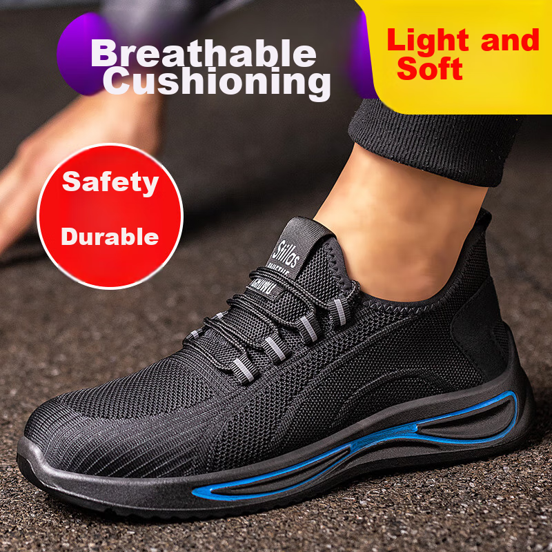 Laoguanjia Safety Shoes for Men, Lightweight Breathable Steel Toe Anti-Smashing...