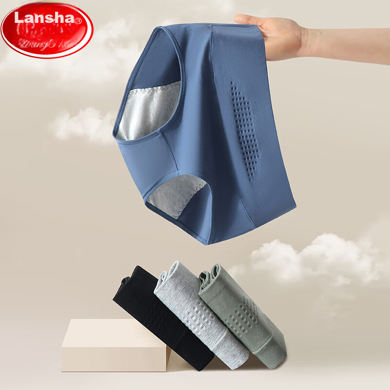 Langsha Pure Cotton Menstrual Underwear for Women, Honeycomb Tummy Control, Leak...