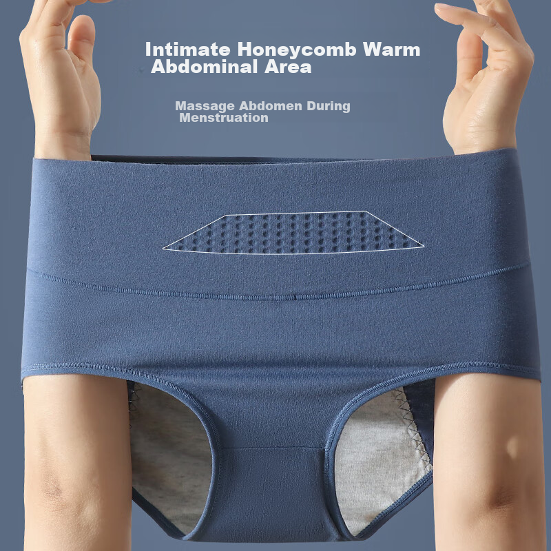 Langsha Pure Cotton Menstrual Underwear for Women, Honeycomb Tummy Control, Leak...