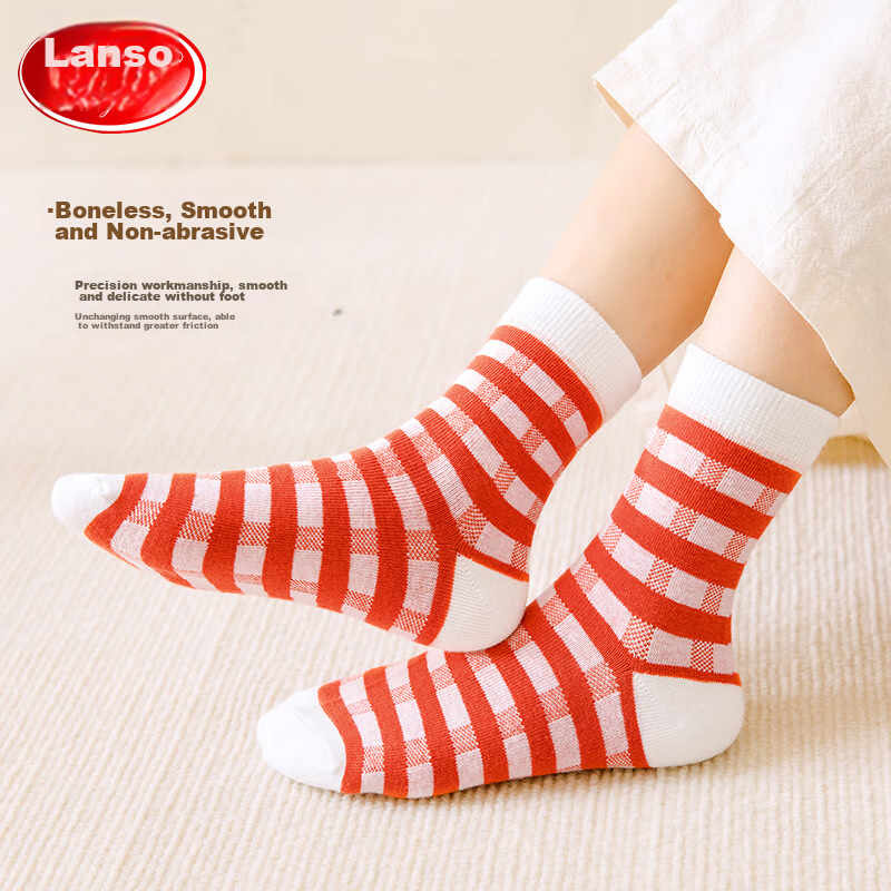 Langsha Children's Socks, Girls' Mid-Calf Cotton Socks for All Seasons, Comforta...