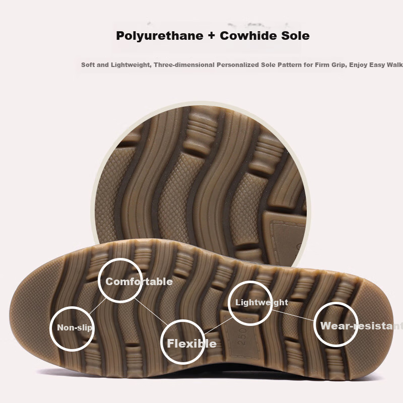 LAORENTOU Men's Cowhide Slip-on Business Casual Shoes with Cow Tendon Sole Wear-...