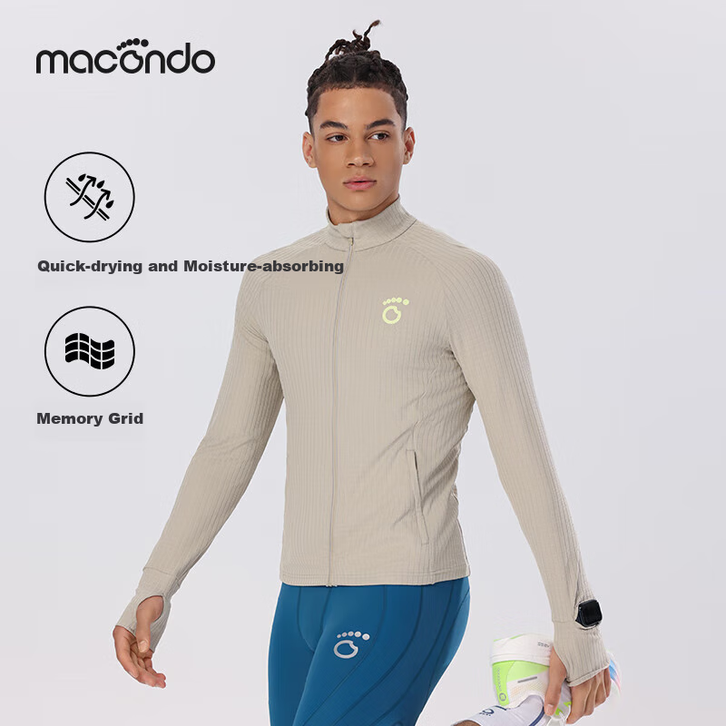 Macondo Hope Men's Knitted Zip-up Cardigan with Watch Hole Quick-drying Running...