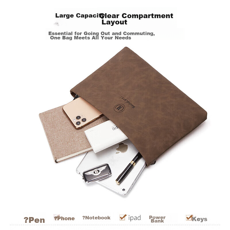 MashaLanti Men's Handbag, Large Capacity Clutch, Multi-Functional Handheld Envel...