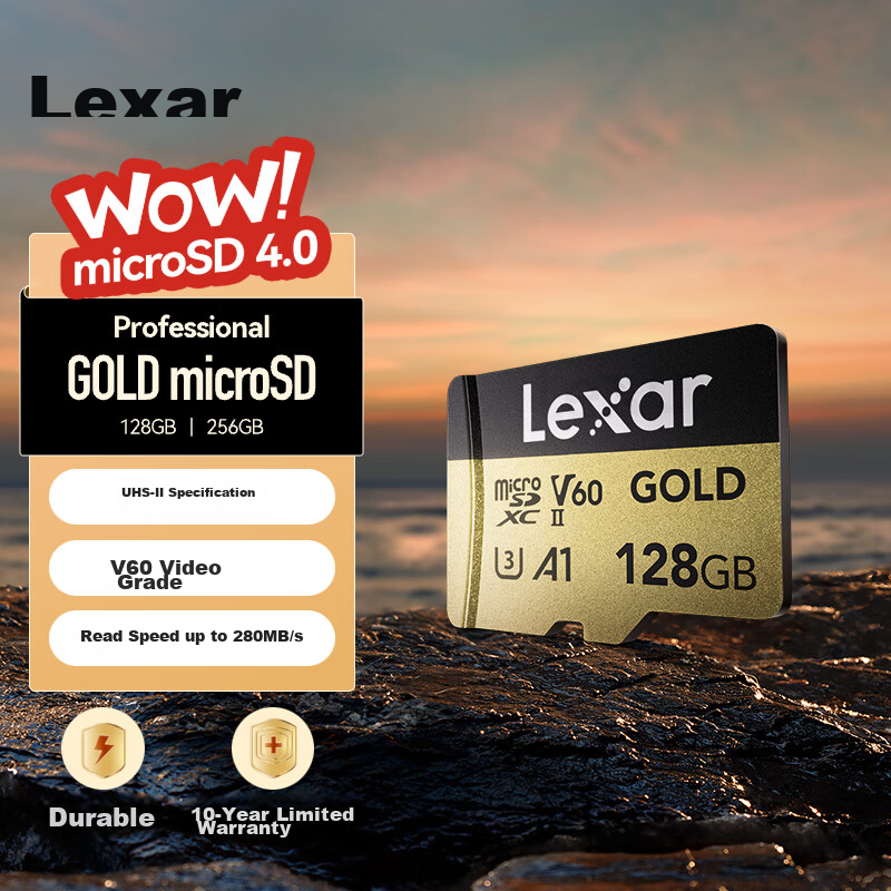 Lexar 128GB TF (MicroSD) Memory Card, U3 V60 A1, Read 280MB/s, Write 100MB/s, Hi...
