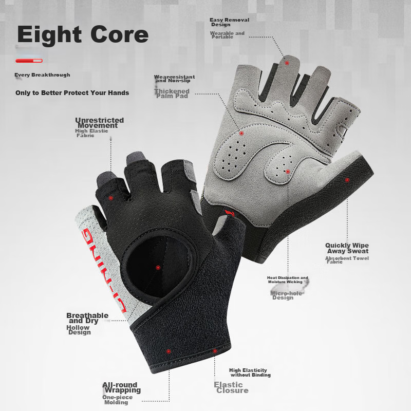 Li-Ning Fitness Gloves for Men And Women, Sports Cycling Fingerless Training Glo...