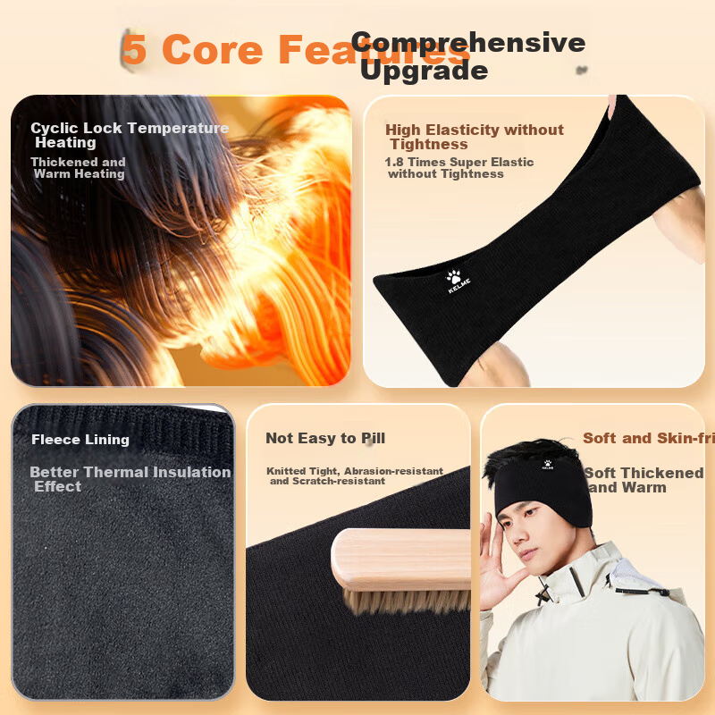 KELME Ear Warmers for Men, Autumn And Winter Cycling Fleece-Lined Ear Covers, Wi...