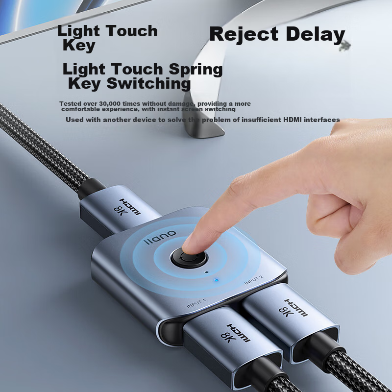 Lvdjenn HDMI 2.0 Bidirectional Switcher, Two-In 4K60Hz HD Video Distributor, One...