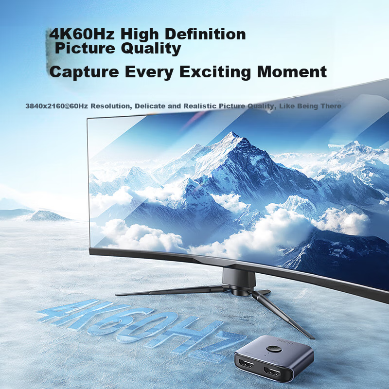 Lvdjenn HDMI 2.0 Bidirectional Switcher, Two-In 4K60Hz HD Video Distributor, One...