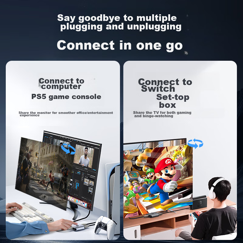 Lvdjenn HDMI 2.0 Bidirectional Switcher, Two-In 4K60Hz HD Video Distributor, One...