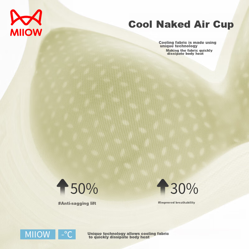MiiOW Soft Support Bra for Women, Cool Ice Silk, Seamless, Wireless, Breathable,...