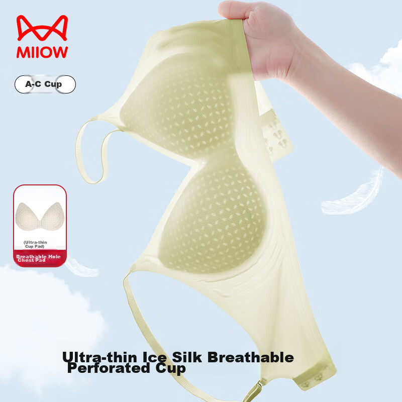 MiiOW Soft Support Bra for Women, Cool Ice Silk, Seamless, Wireless, Breathable,...