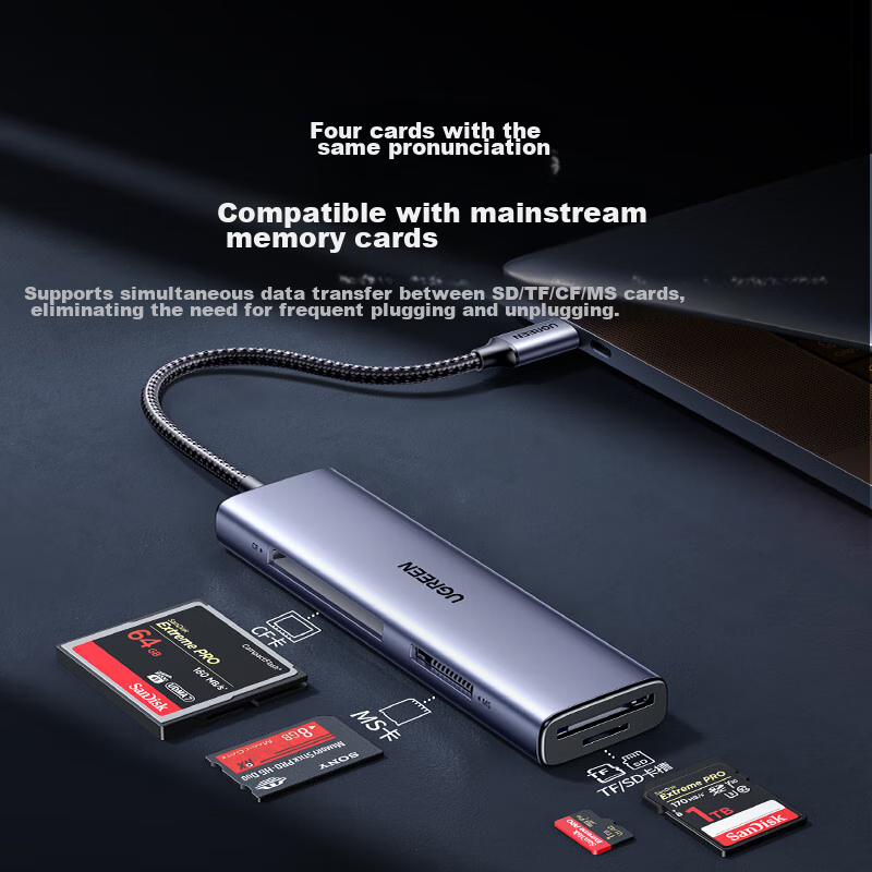 Lulian Type-C 3.0 Card Reader Dock, Supports SD/TF/CF/MS Four Cards Simultaneous...