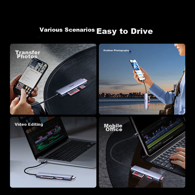 Lulian Type-C 3.0 Card Reader Dock, Supports SD/TF/CF/MS Four Cards Simultaneous...