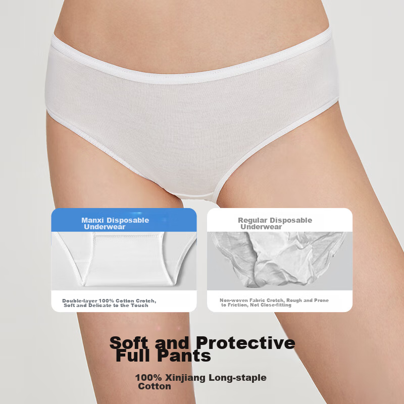 EMXEE Disposable Underwear, 5A Antibacterial Grade, Women's Pure Cotton, Large S...