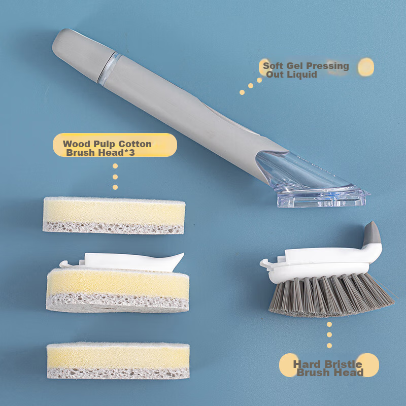 LOCK&LOCK Dish Scrubber, Long Handle, for Home Kitchen Use, Non-Stick Pan Cleani...