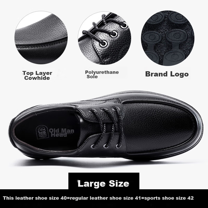 LAORENTOU Leather Shoes for Men, Business Casual Low-Top Shoes, Top-Grain Cowhid...